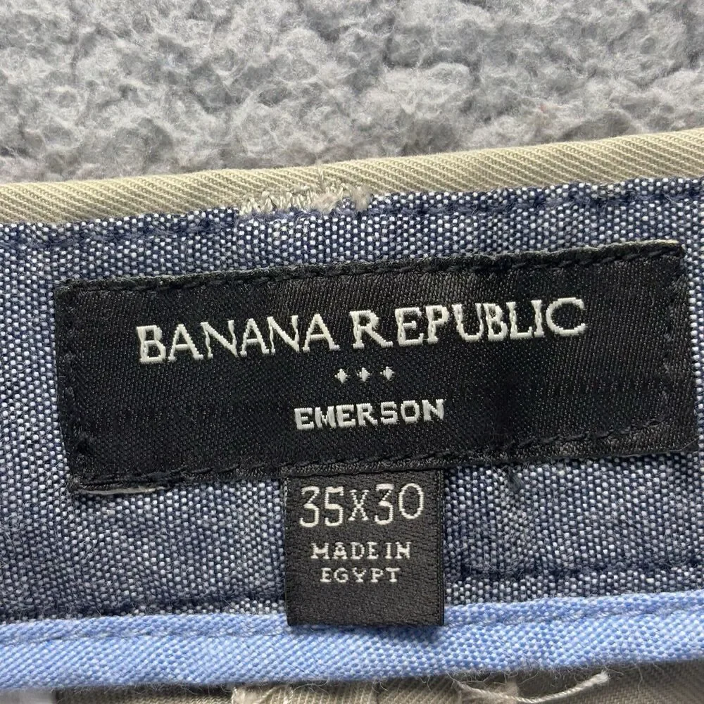 Banana Republic Emerson Chino Cotton‎ Pants 35X30 (36x29 Actual) Khaki Slacks